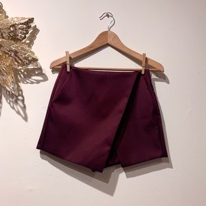 TopShop Women's Burgundy Polyster Skort